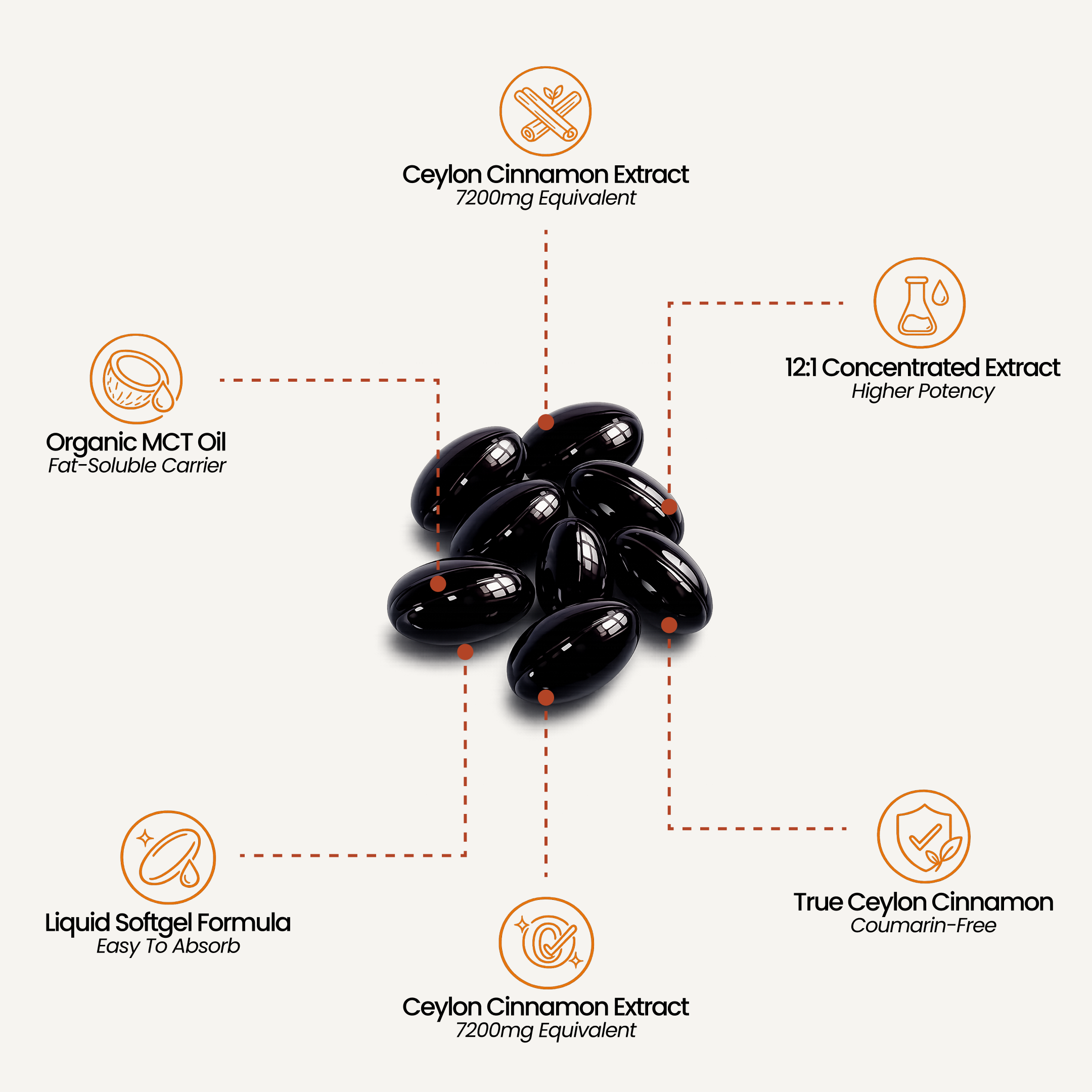 Ceylon Cinnamon 7200mg Equivalent with MCT Oil